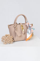The Lilibet Top-Grain Leather Handbag with Silk Scarf