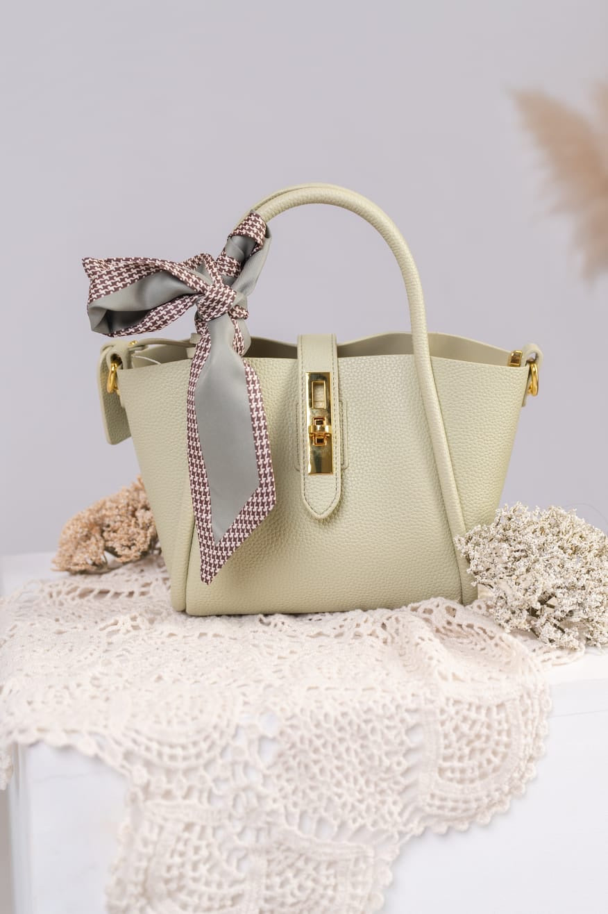 The Lilibet Top-Grain Leather Handbag with Silk Scarf