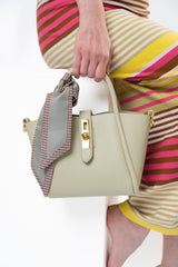 The Lilibet Top-Grain Leather Handbag with Silk Scarf
